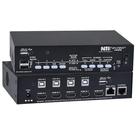 Network Technologies Hdmi Quad Screen Multiviewer W, SPLITMUX-USBHD-4RT-2R SPLITMUX-USBHD-4RT-2R